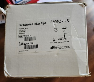 Sartorius Ref 790101F Safetyspace Filter Tips 120µL Pre-Sterilized 10 Racks 96