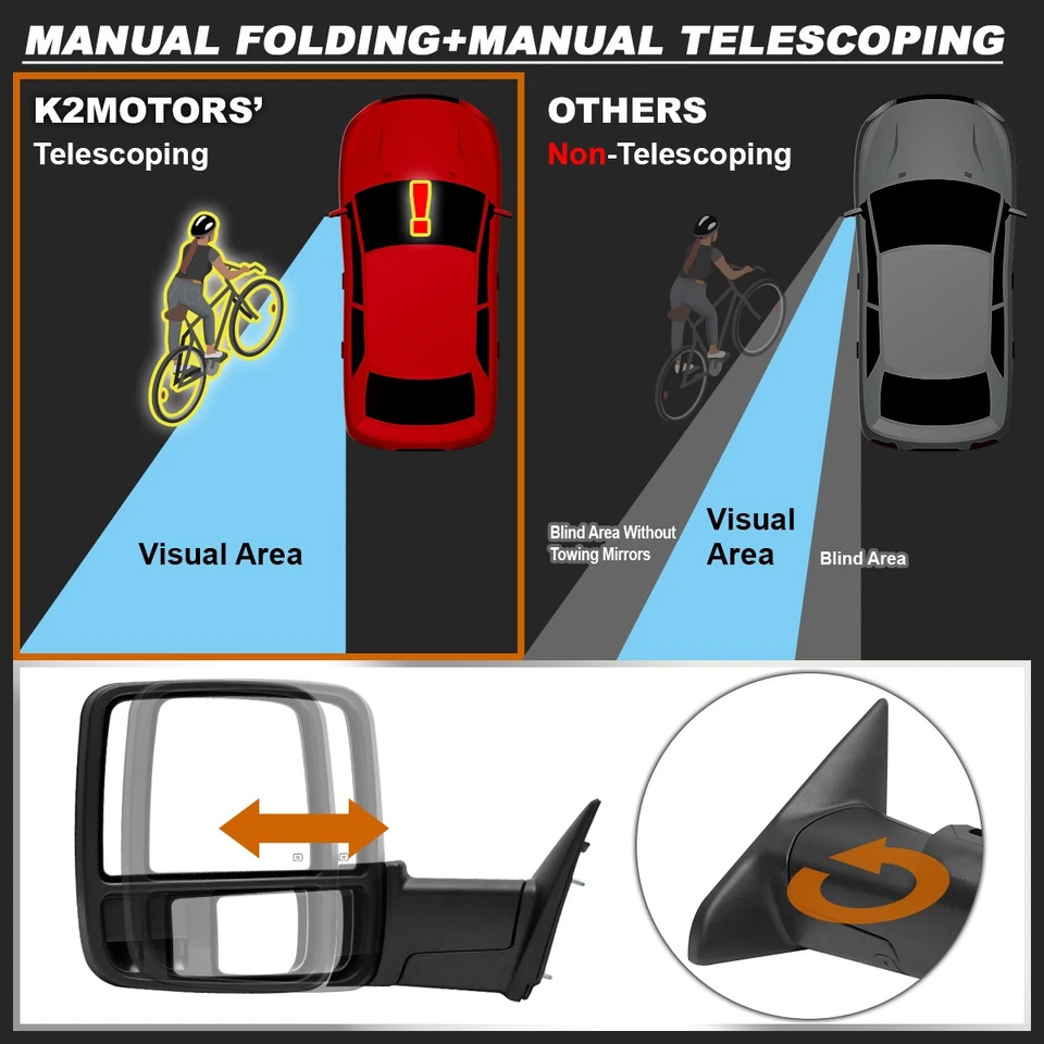 [2023 Style] Fits 2009-2018 Ram Power Heated Tow Mirrors w/LED Sequential Signal - Image 4 of 4