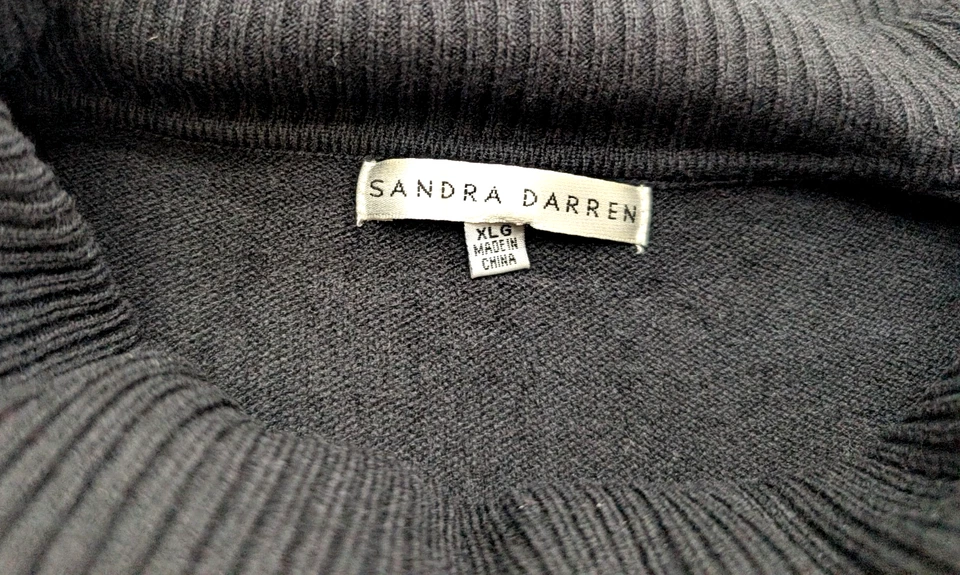 Vestido suéter Sandra Darren para mujer talla XL negro cuello capucha clásico Foto 4 de 4