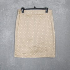 J. Crew Women's Polka Dot Pencil Skirt Beige Cotton Size 10 Classic Chic