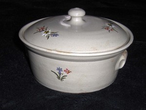 Vtg Stoob Austria Gesch Casserole Dish Handmade Folk Art Trinket Pottery Bowl