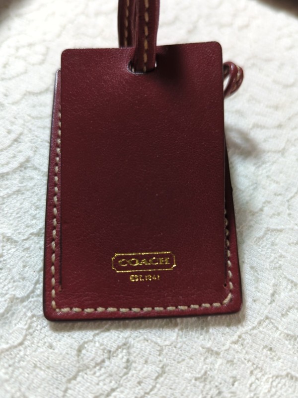 Coach Luggage Leather Tag In Dark Red NWOT