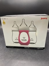 9-pc Lot JOOVY Boob Diamond 8 oz bottles for Colic w/ Pink Sleeve