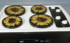 Burner Covers for Electric Stove (Yellow/Black Sunflower, Round D8/10‘’) NEW