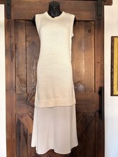 John + Jenn Ivory Knit Sleeveless Long Sweater Dress Acrylic Polyester M