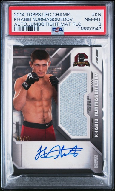 2014 Topps UFC Champions Khabib Nurmagomedov Autogramm /25 PSA 8 First Patch Auto