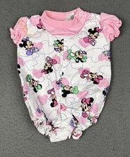 VTG Disney Babies Minnie Mouse 1984  Baby Heart Graphic Pink Girls One Piece 0-6