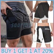 Mens Soft Sports Running Shorts Gym Training Fitness Bottoms With Pockets UK