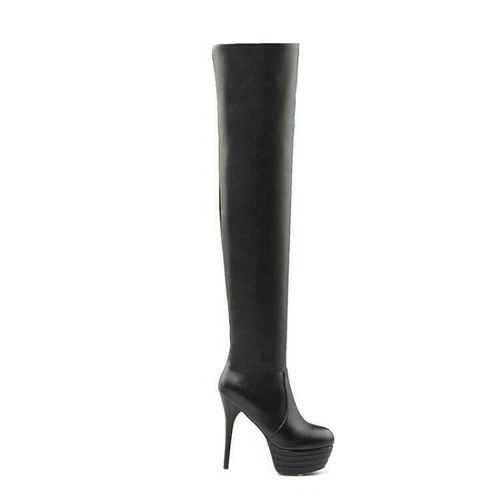 性Sexy Mujeres Club Nocturno Tacones de Aguja Altos Sobre la Rodilla Muslo Botas Zapatos Plataforma - Imagen 7 de 21