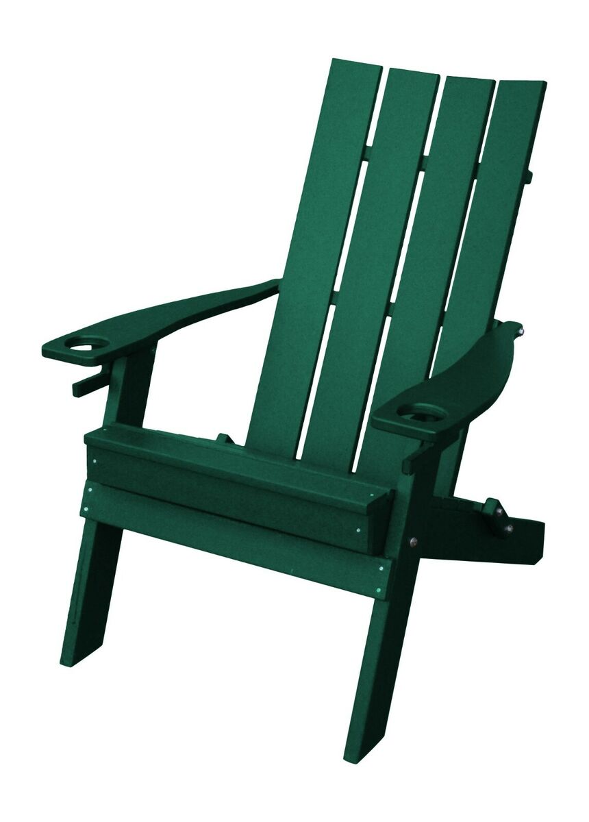 Poly Hampton Folding Adirondack Chair 2 Cups Multiple Colors Recycled Plastic