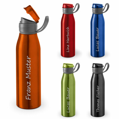Trinkflasche mit Name GRAVUR Wasserflasche aus Aluminium personalisiert Geschenk