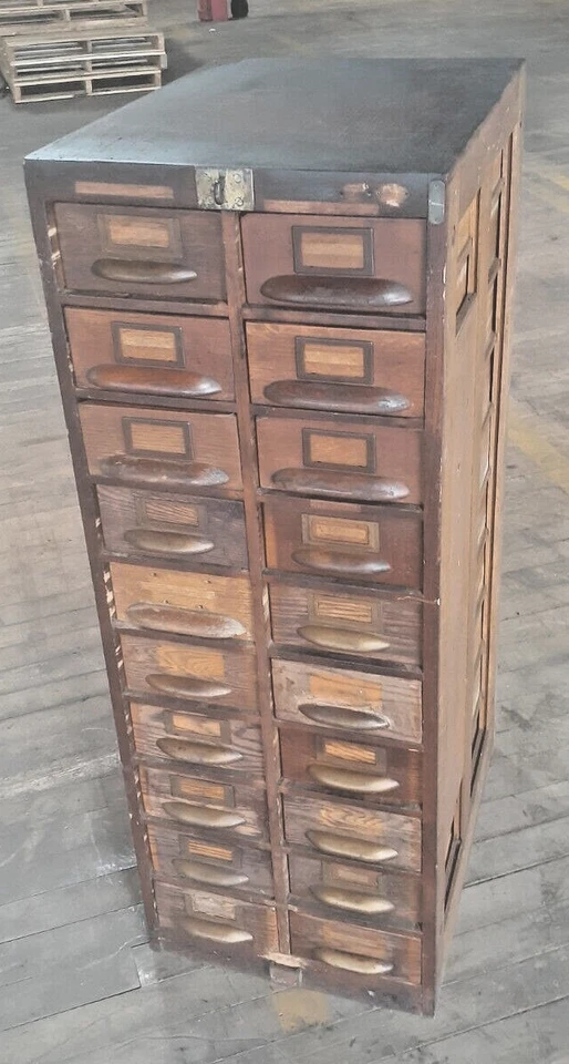 Antiguo gabinete de madera dura inglete precioso de 20 cajones - EE. UU. - b Foto 2 de 4