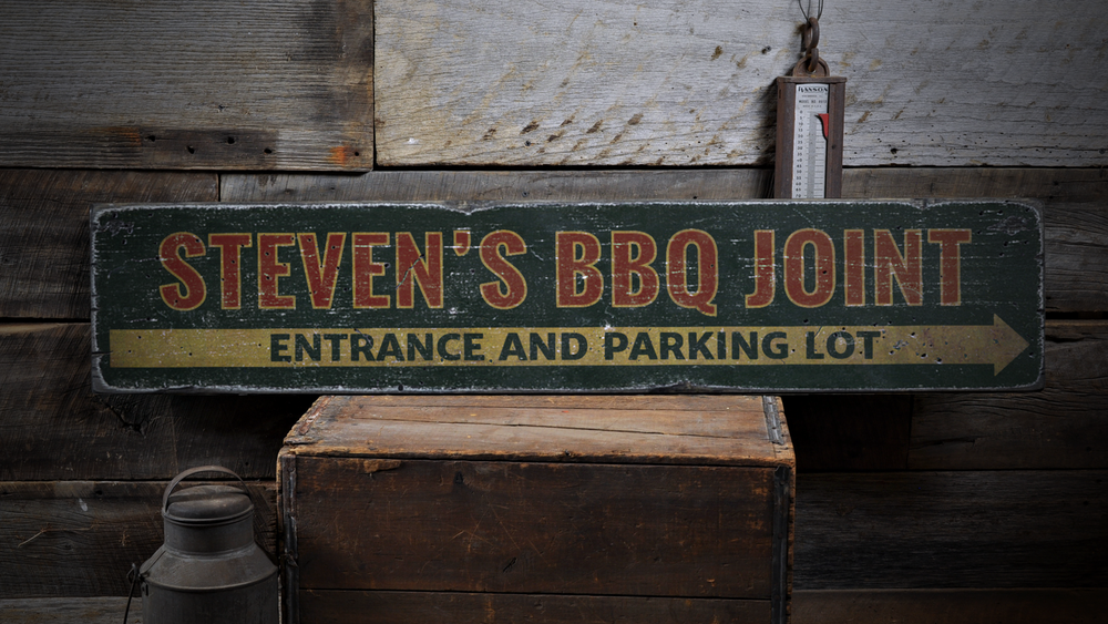 BBQ Joint, BBQ Resturant, Custom BBQ - Rustic Distressed Wood Sign