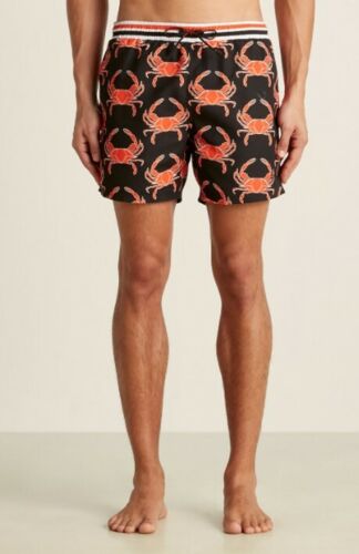 NWT HUGO BOSS Men’s LARGE 5 ½” Inseam Crab Swim Quick-DryTrunks Black/Red - Picture 7 of 8