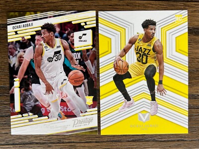 Ochai Agbaji 2 Card Lot ROOKIE Utah Jazz RC 2022-23 Vertex Prestige
