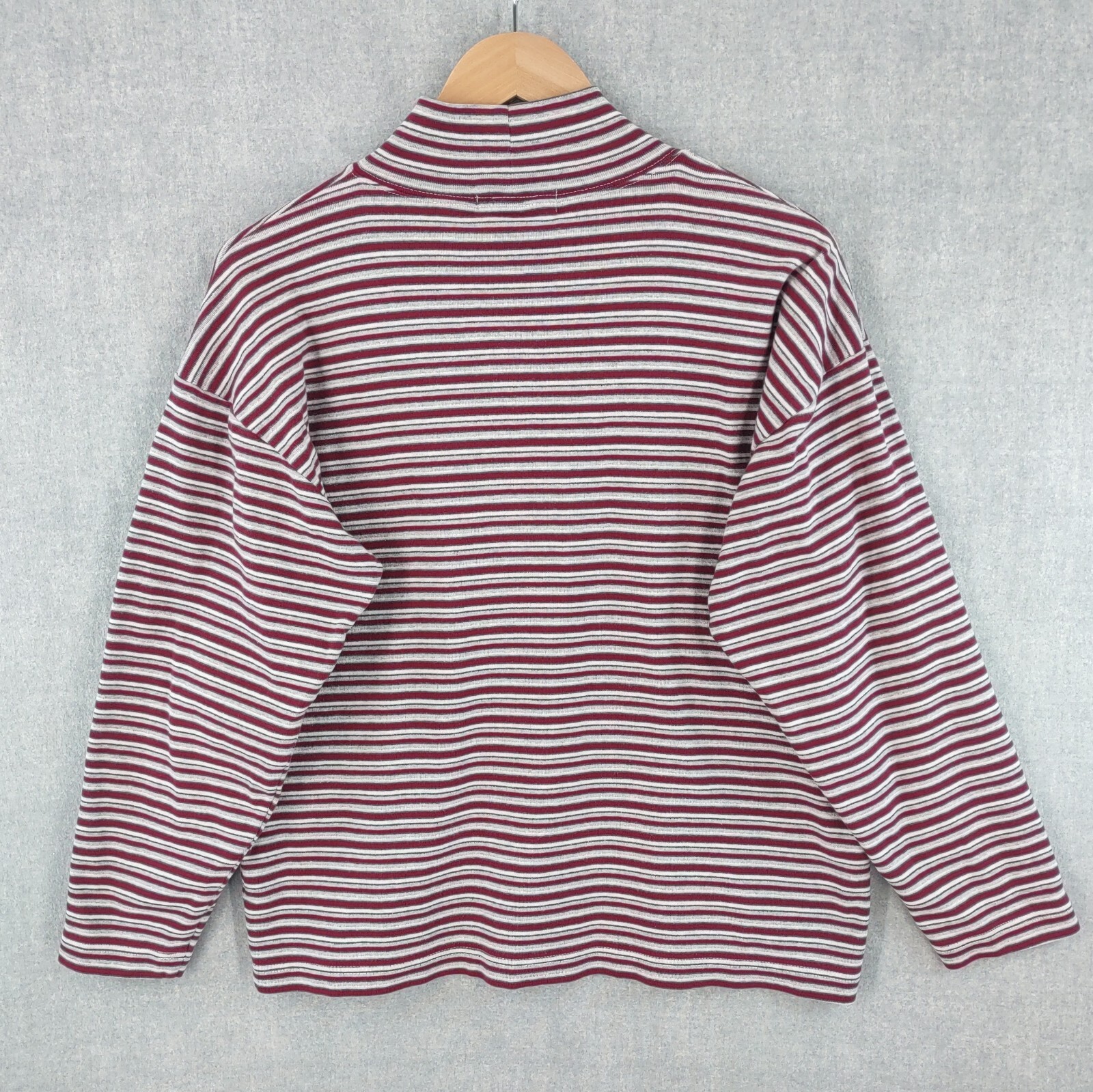 Eddie Bauer Womens Medium Striped Cotton Mock Neck Hiking Shirt  