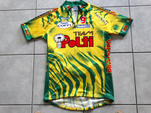 Maillot Cyclisme Vintage Santini POLTI, 1994, Taille L, Manches Courtes, Made In Italy