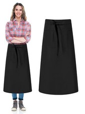 Unisex Bistro Chef Apron Waterproof Chef Aprons Two Pockets Extra Long Waist ...