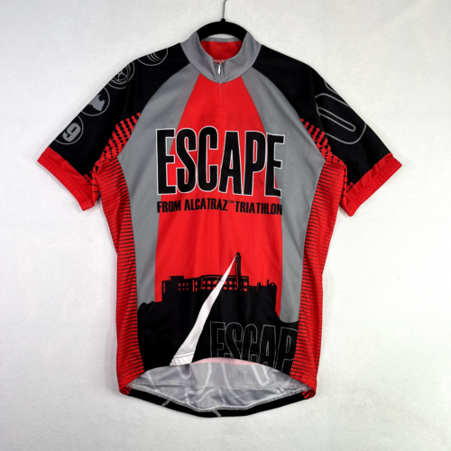 Escape From Alcatraz Triathlon Cycling Jersey Mens L 3/4 Zip Short Sleeve #09 - Picture 1 of 11