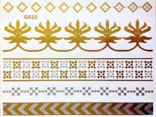 Flash Temporary Adhesive Tattoo Gold Silver 5 Pieces Bracelet Necklace G22