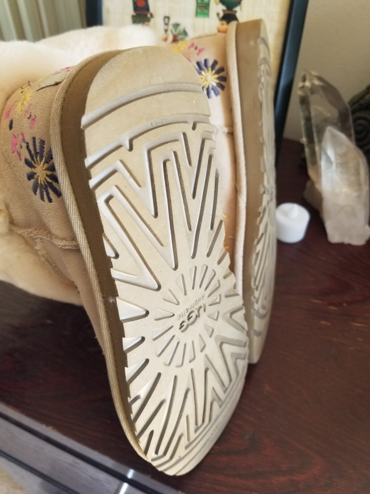 Rare Ugg embroidered  juliette  short  cuff sheepskin boots 6 image 7