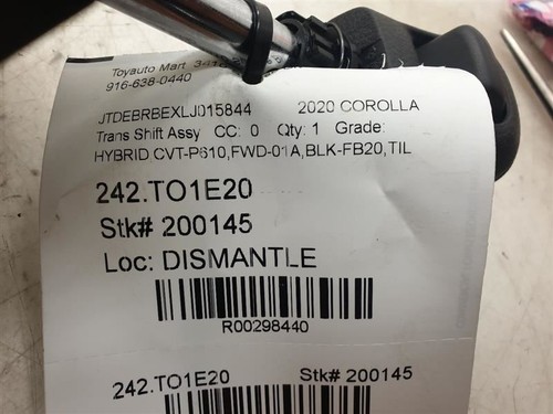 2020 TOYOTA COROLLA HYBRID FWD AT AUTOMATIC TRANSMISSION SHIFTER - Picture 8 of 12