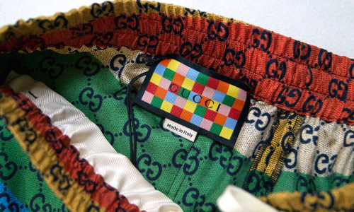 Pantaloncini GUCCI GG in twill multicolore di seta  - Foto 6 di 8