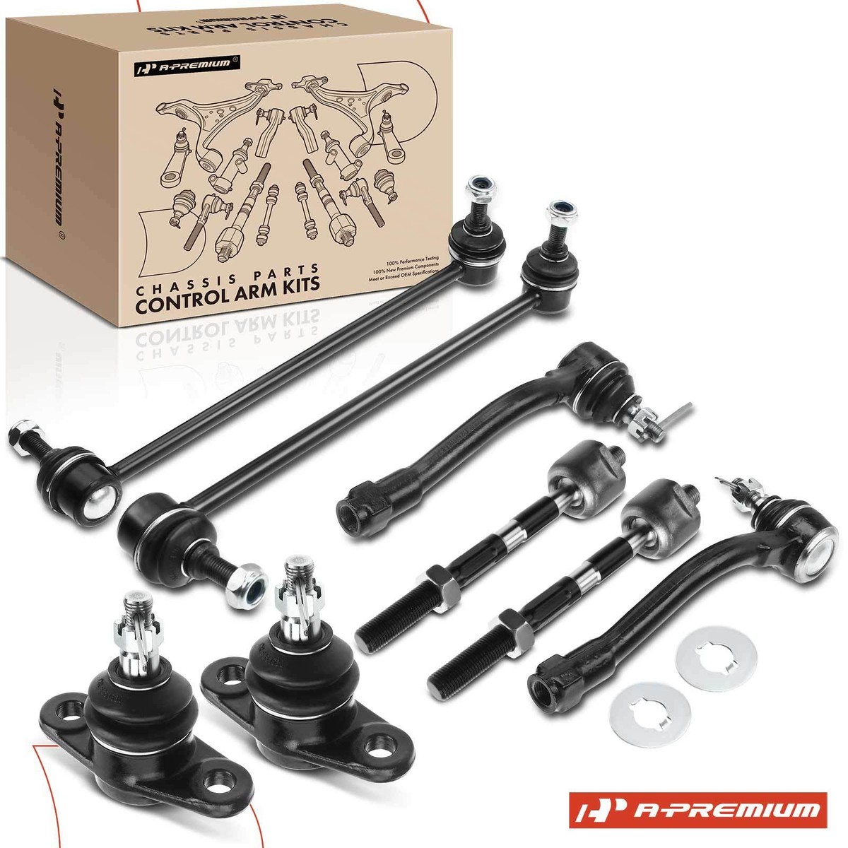 8pcs Front Stabilizer Bar Link Tie Rod End Ball Joint for Kia Rio