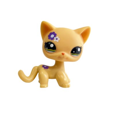 Littlest pet shop Toys bobble head short hair cat #1962 yellow cat