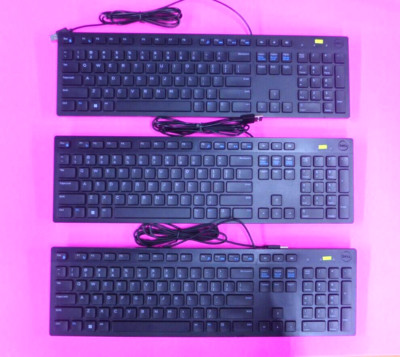 (Lot of 3)Genuine Dell USB Wired Slim Keyboard Black KB216 081N8