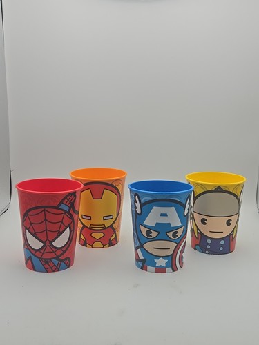 Marvel Hallmark Party 16 Oz Cups - Spider-man Captain America Thor Ironman - x4