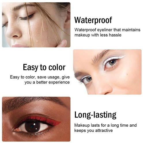 3Pcs Black & Red & White Gel Glitter Matte Metallic Eyeliner Pencils Set for ... - Picture 5 of 6