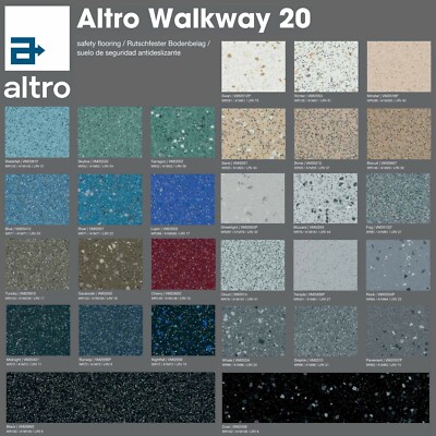 ANDERE Walkway VM20 rutschfester Sicherheitsbodenbelag. Blue Wasserfall River Lupin Tango +