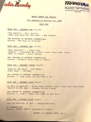 1/14/89 JOHN CANDY'S RADIO KANDY, 60-80s HITS & COMEDY; HUEY LEWIS, BILLY JOEL - Picture 2 of 4