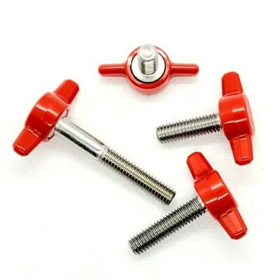 WESTERN SUPPLY WAREHOUSE M6 Thumb Screw T Bolts Red Tee Wing Clamping Knob Stainless Steel 6mm x 1.0mm