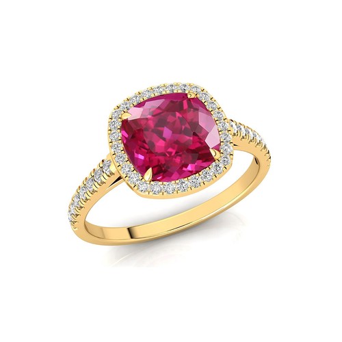Im Labor erstellt rosa Saphir Edelstein Solitär mit Akzenten Ring 14k Weißgold