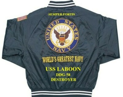 USS LABOON  DDG-58 DESTROYER EMBROIDERED SATIN JACKET(BACK ONLY)