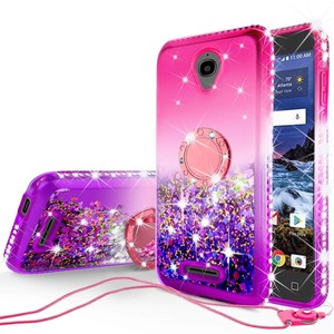 Alcatel-Verso-Diamond-Glitter-Ring-TPU-Liquid-Case-With-Neck-Strap-Bling-Cover