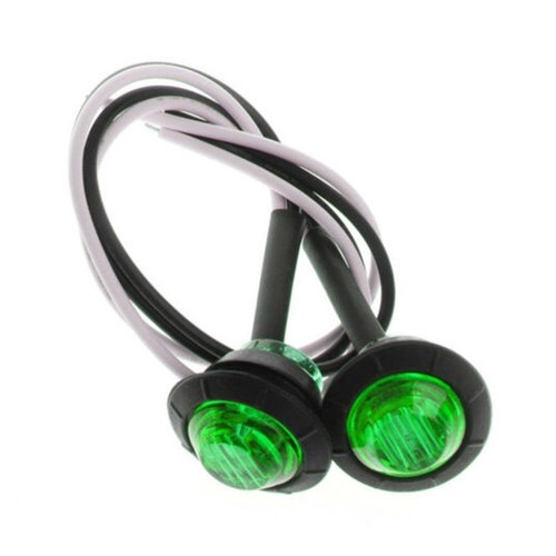 10X Mini 3/4" Round 3 LED Green Marker Side Trailer Truck Light Bullet Lamps 12V - Picture 7 of 12