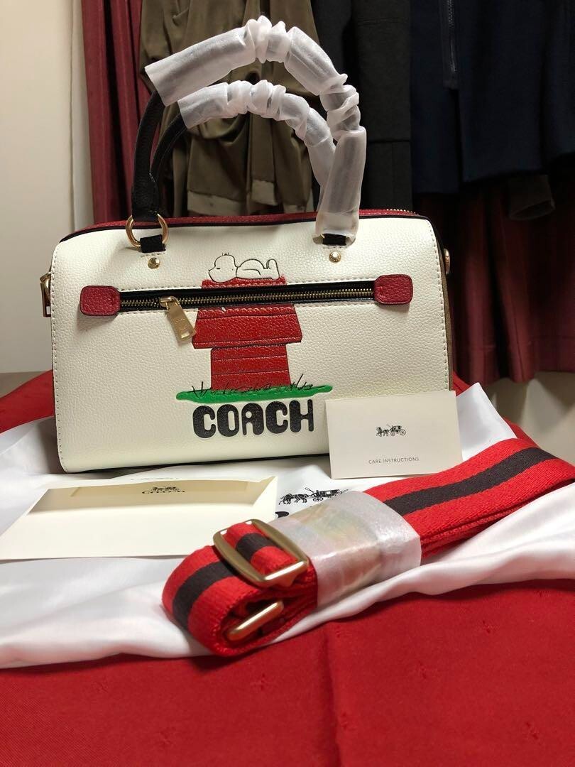 コーチハンドバッグ C6164 チョークCOACH X PEANUTS 2WAY COACH Snoopy Peanuts collaboration 2WAY Boston bag handbag