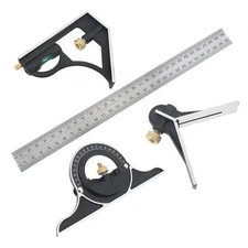 12" Combination Tri- Square Ruler Steel Measuring Angle Tool Rule Protractor US