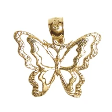 New 14k Yellow Gold Butterfly Pendant