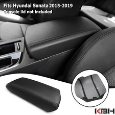 Fit Hyundai Sonata 2015-2019 Black PU Leather Center Console Armrest Cover Skin