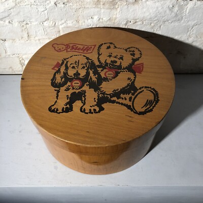 Boîte à Jouets En Bois STEIFF Forme Tonneau - Vintage Années 60 Pour Ours