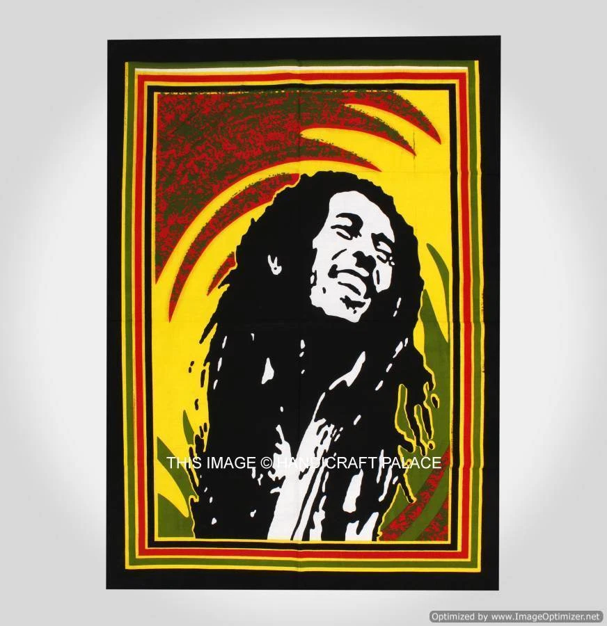 50 PCs Bob Marley Ethnic Poster Flag Cotton Ethnic Indian Tapestry Wall Hanging  Foto 2 de 4