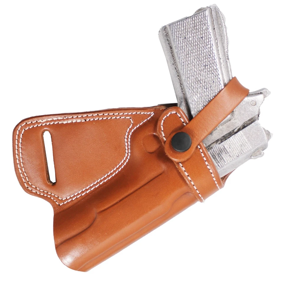 Handmade Leather Small of Back SOB Gun Holster with Retention Strap - Image 3 of 4