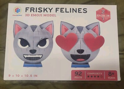 Emoji Model 3D Foam - Cat  Frisky Felines 2 In 1 - 92 PC.  NEW
