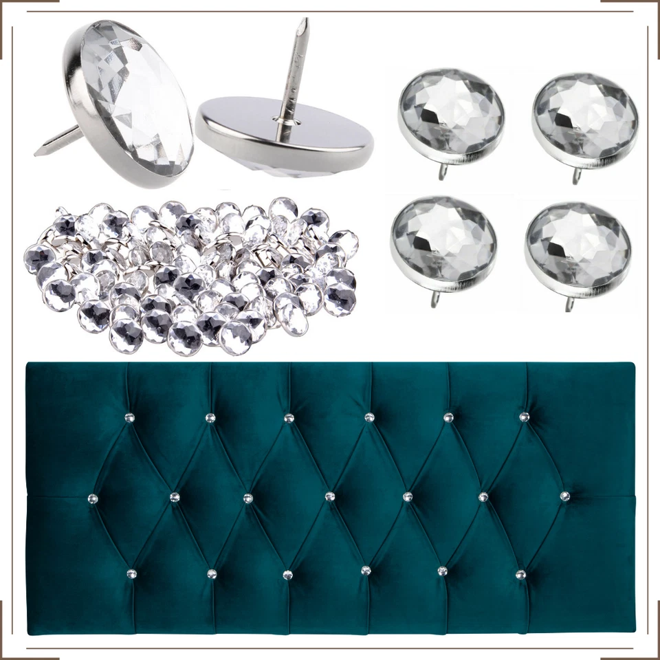 CRYSTAL DIAMOND DIAMANTE GLASS BUTTONS NAIL BACK UPHOLSTERY BEDS HEADBOARDS 22MM - Image 2 of 4