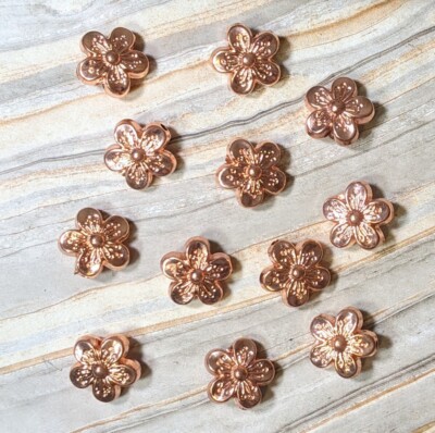 Flower Bead Jewelry Making Copper Color 15mm Beads for Plastic Bulk 50 pcs