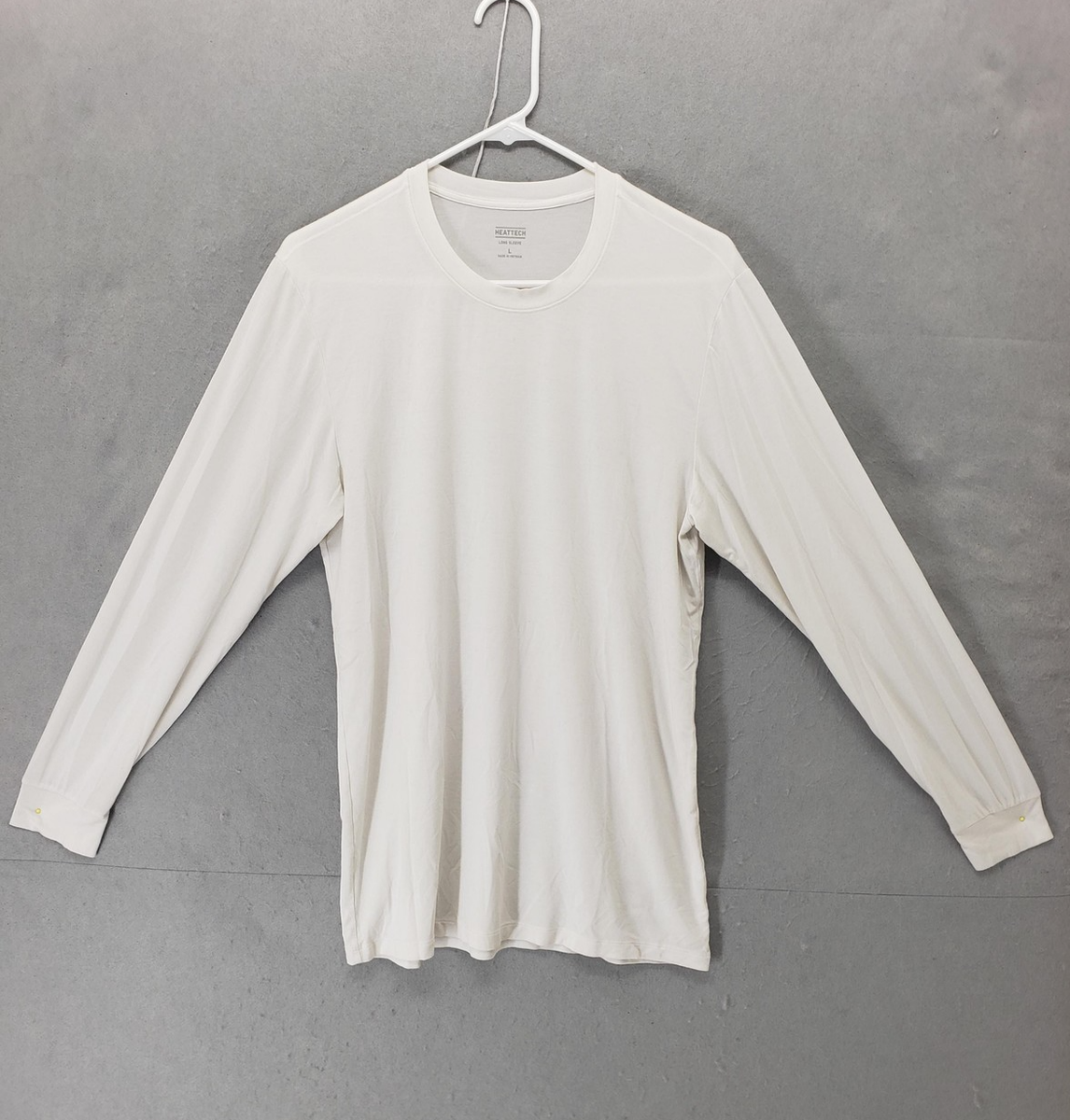 Uniqlo Heattech Shirt Mens Large White Long Sleeve Crew Neck